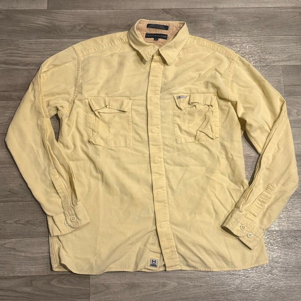 Tommy Hilfiger Shirt Men's Light Yellow Size XL Long Sleeve Button Down